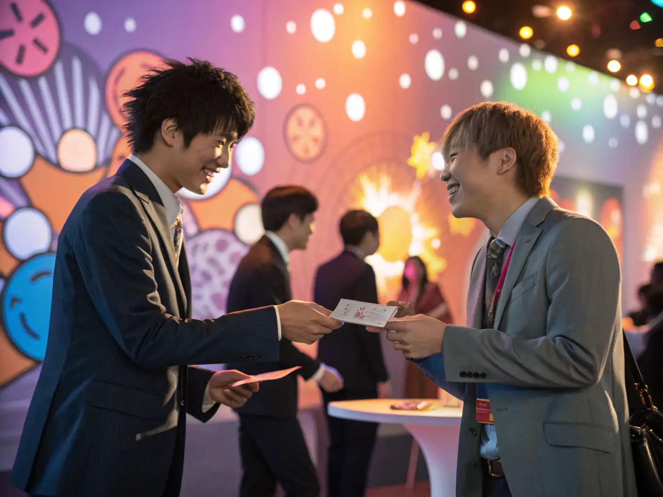 An image showing a team effortlessly sharing digital business cards via mobile devices, highlighting the ease of use and modern approach.